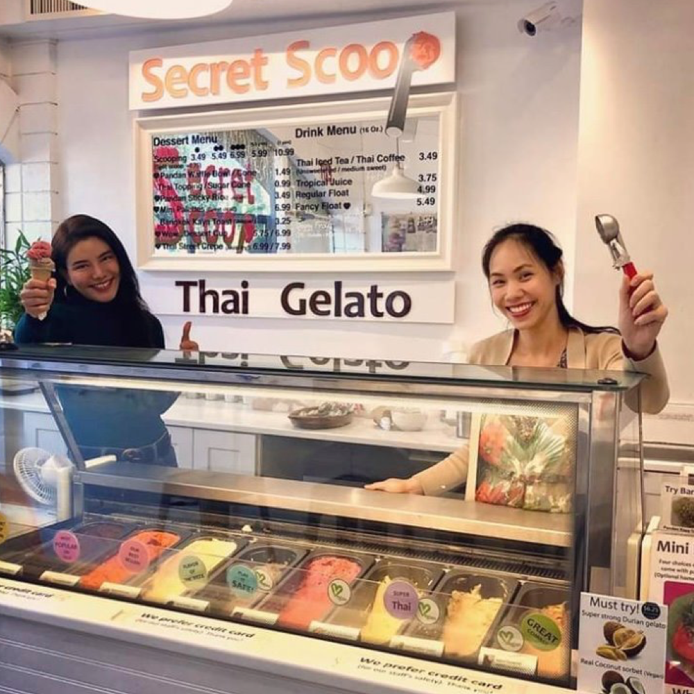 The Secret Scoop Thai Gelato shop counter in Downtown Berkeley